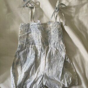 Alex & Ani Toddler Bubble Romper 1-2Y Blue and White Toile